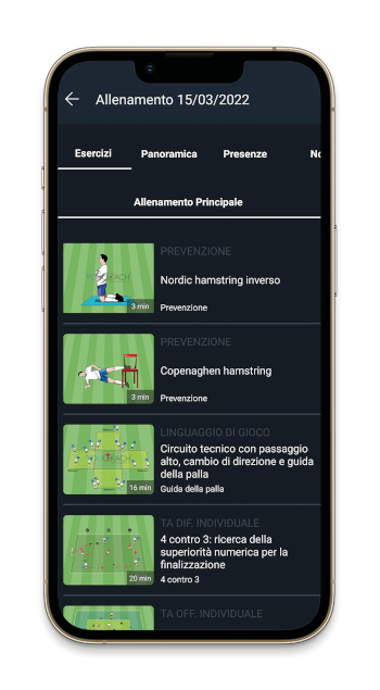 Rivedi gli esercizi su YouCoachApp